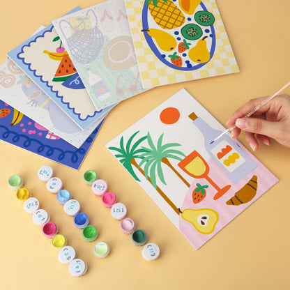 6 Houten Plaat Mini Paintings – Tropische Vakantie Set