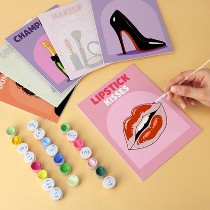 6 Houten Plaat Mini Paintings – Glamour Essentials Set