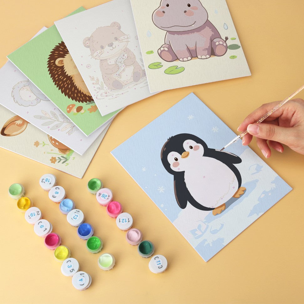 6 Houten Plaat Mini Paintings – Kleine Dierenvriendjes Set