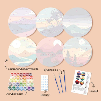 Schilder op Nummer - 6 Placemats | Landschappen set