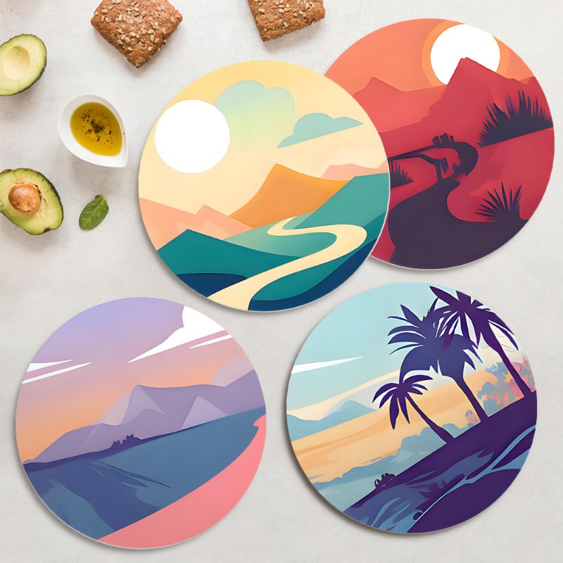 Schilder op Nummer - 6 Placemats | Landschappen set