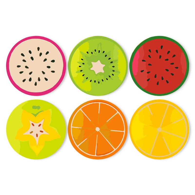 Schilder op Nummer   6 Placemats | Fruit set