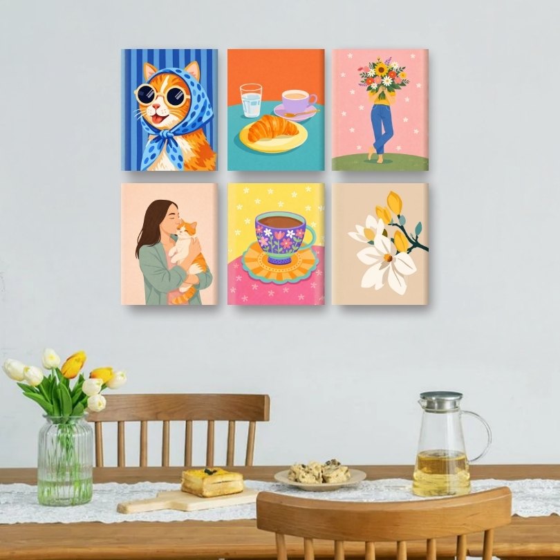 6 Mini Paintings | Charmante Momenten Set