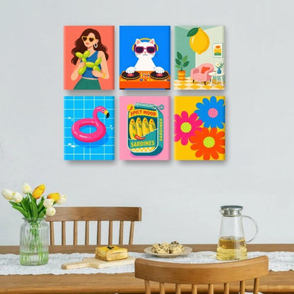 6 Mini Paintings | Leuk & Funky Set