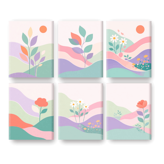 6 Mini Paintings | Pastel Landschappen Set- Schilderen op nummers