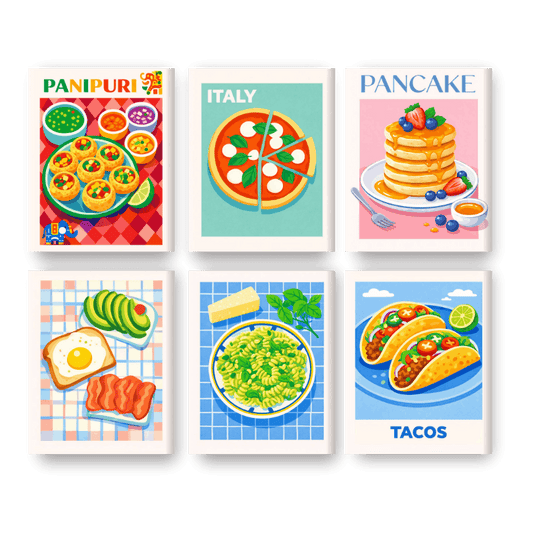 6 Mini Paintings | Favoriete Eten Set- Schilderen op nummers