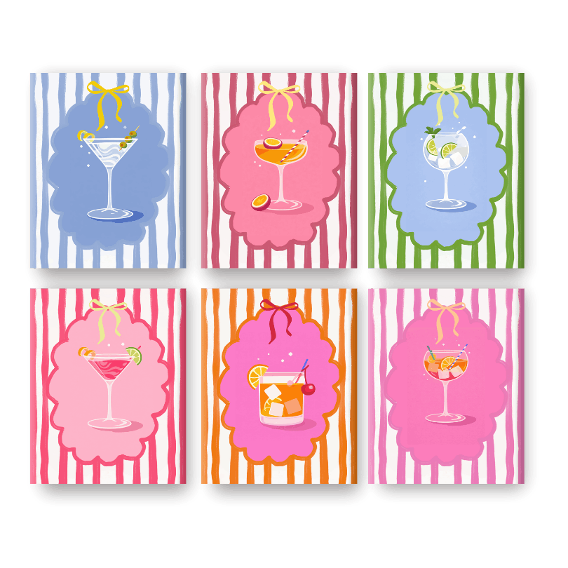 6 Mini Paintings | Trendy Cocktails Set- Schilderen op nummers