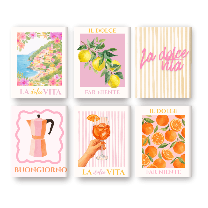 6 Mini Paintings | Roze Dolce Vita Set- Schilderen op nummers