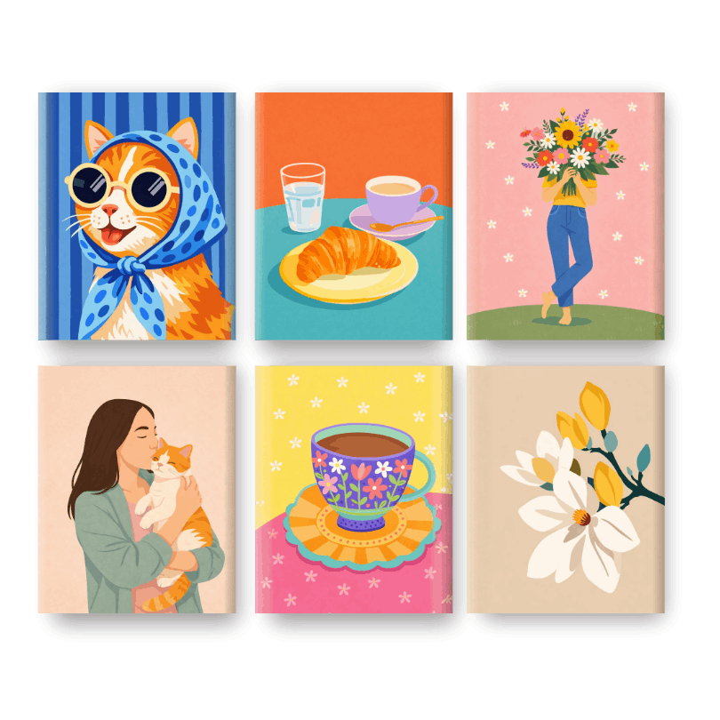 6 Mini Paintings | Charmante Momenten Set- Schilderen op nummers