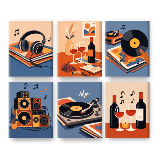 6 Mini Paintings | Muziek & Wijn Set- Schilderen op nummers