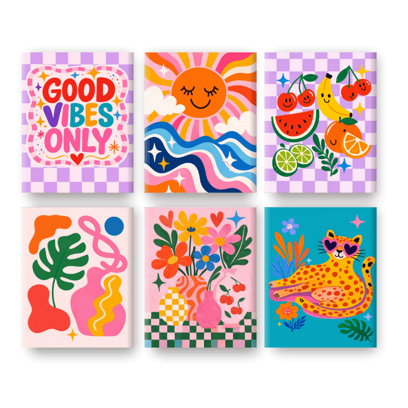 6 Mini Paintings | Goede Vibes Alleen Set- Schilderen op nummers