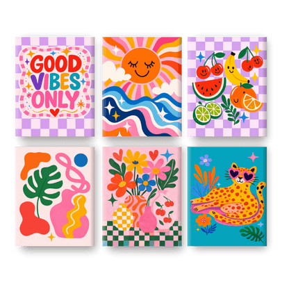 6 Mini Paintings | Goede Vibes Alleen Set- Schilderen op nummers