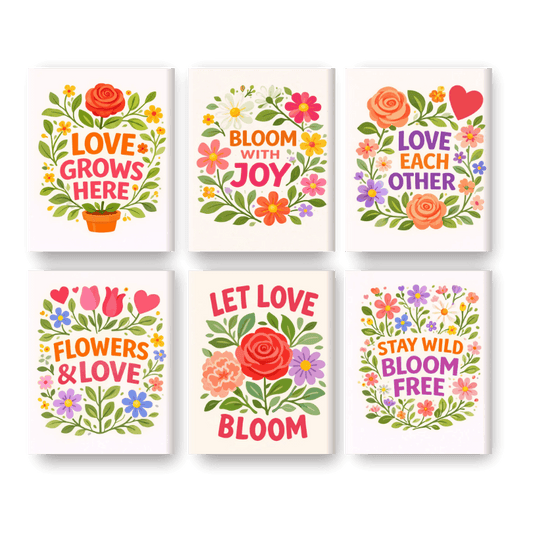 6 Mini Paintings | Bloeiende Quotes Set- Schilderen op nummers