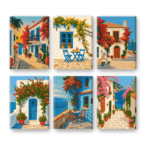 6 Mini Paintings | Mediterraanse Set- Schilderen op nummers