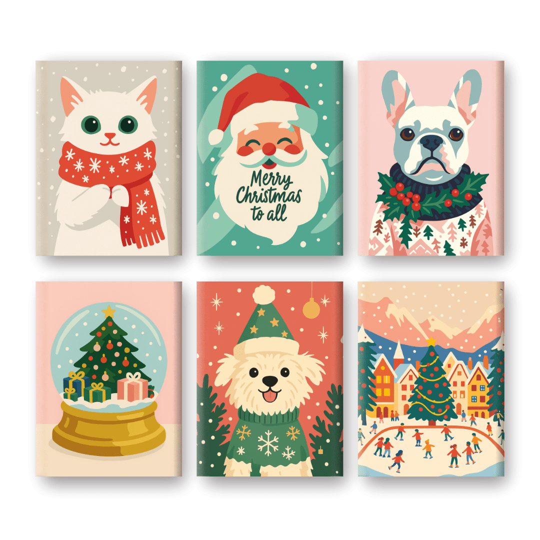 6 Mini Paintings | Koude Kerst Set