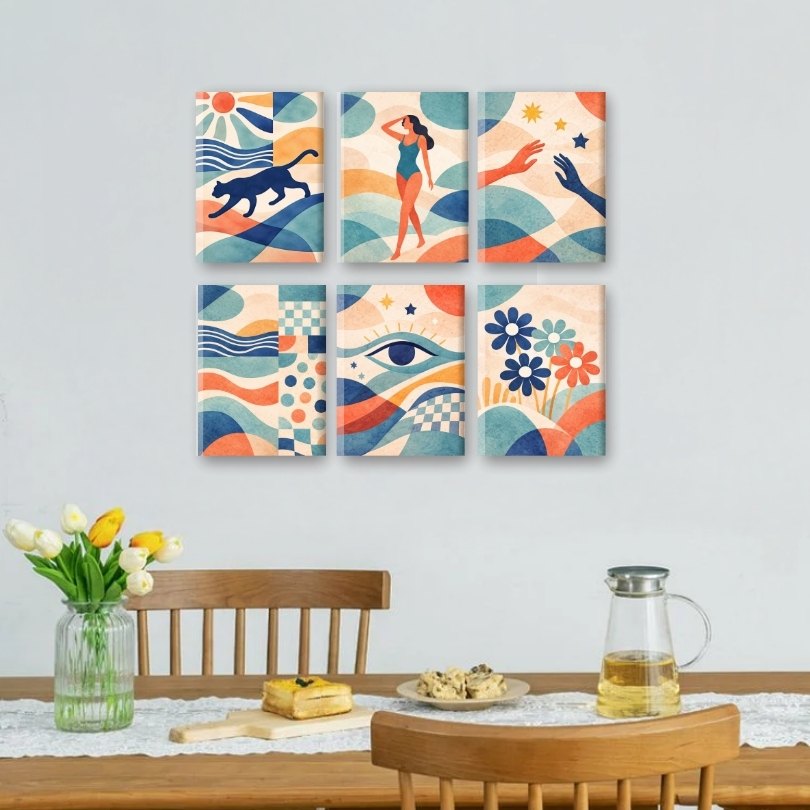 6 Mini Paintings | Abstracte Harmonie Set