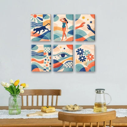6 Mini Paintings | Abstracte Harmonie Set