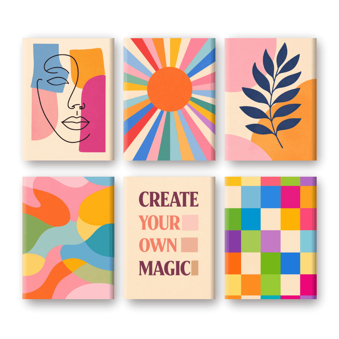 6 Mini Paintings | Abstract Harmonie Set- Schilderen op nummers
