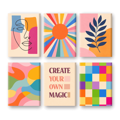 6 Mini Paintings | Abstract Harmonie Set- Schilderen op nummers