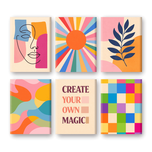 6 Mini Paintings | Abstract Harmonie Set- Schilderen op nummers