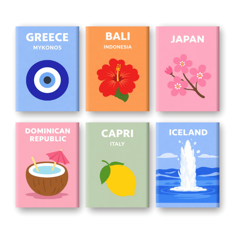6 Mini Paintings | Wereldreis Set- Schilderen op nummers
