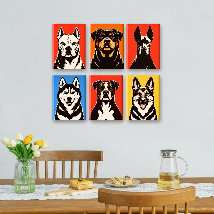 6 Mini Paintings | Popart Honden Set