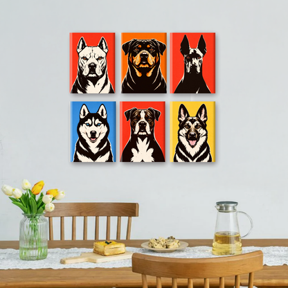 6 Mini Paintings | Popart Honden Set