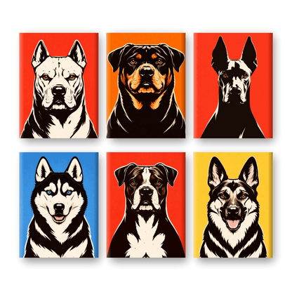 6 Mini Paintings | Popart Honden Set- Schilderen op nummers