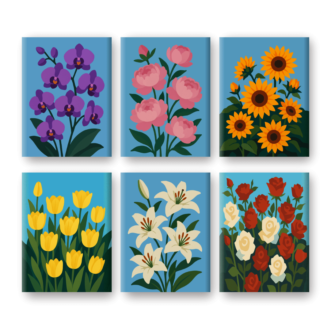 6 Mini Paintings | Prachtige Bloemen Set