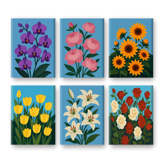 6 Mini Paintings | Prachtige Bloemen Set