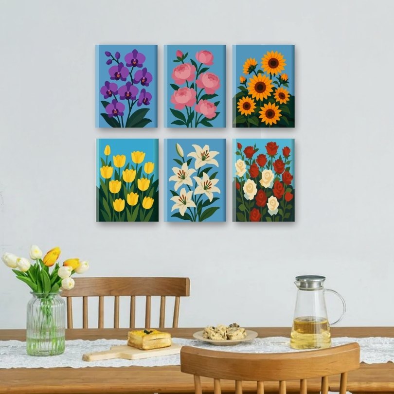 6 Mini Paintings | Prachtige Bloemen Set