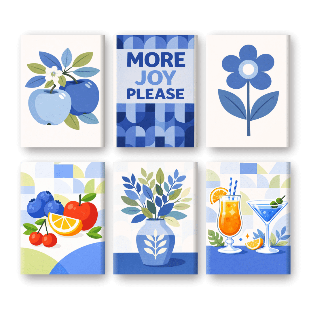 6 Mini Paintings | Blauwe Momenten Set- Schilderen op nummers