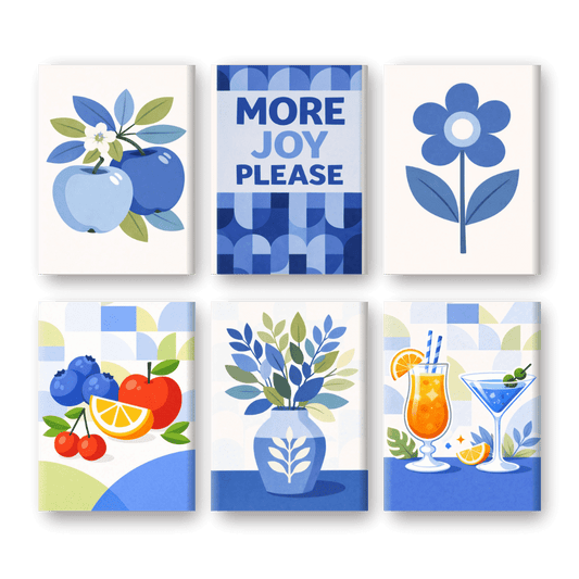 6 Mini Paintings | Blauwe Momenten Set- Schilderen op nummers