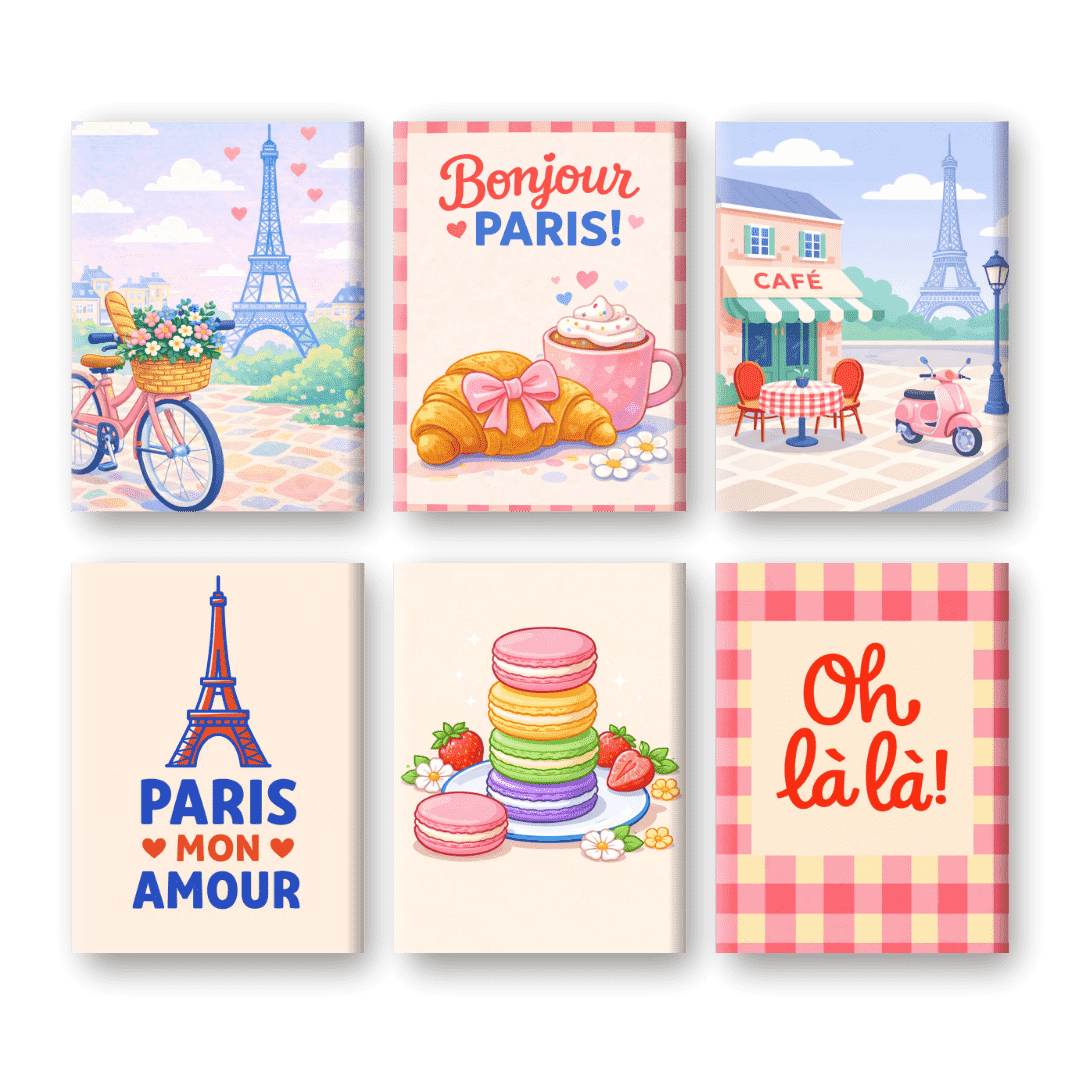 6 Mini Paintings | Bonjour Paris Set- Schilderen op nummers