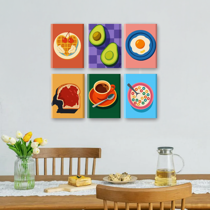 6 Mini Paintings | Ontbijt en Koffie Set