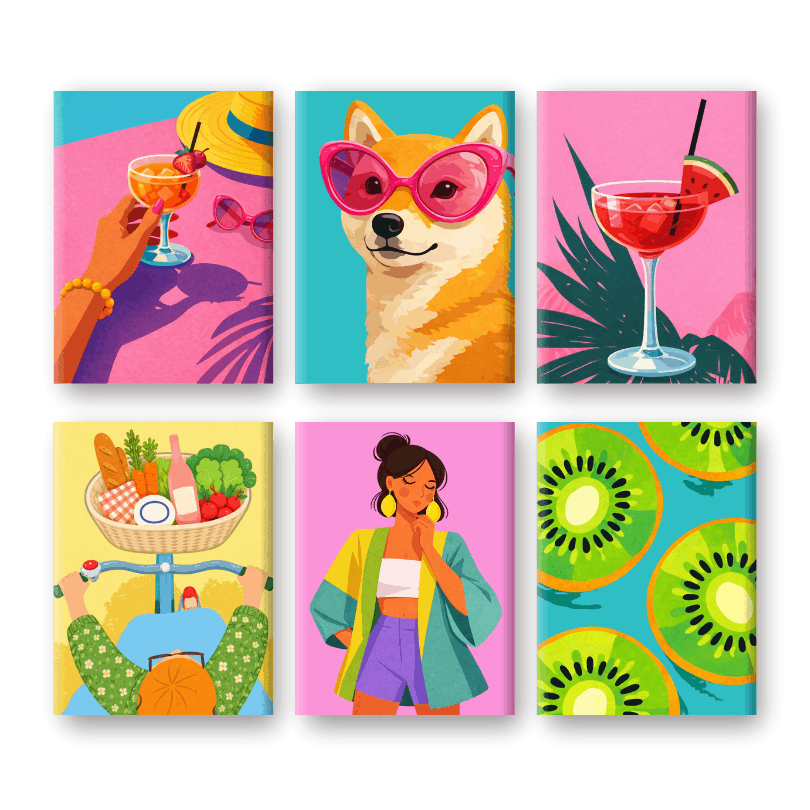 6 Mini Paintings | Heldere Zomer Set- Schilderen op nummers