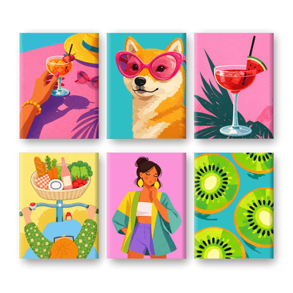 6 Mini Paintings | Heldere Zomer Set- Schilderen op nummers