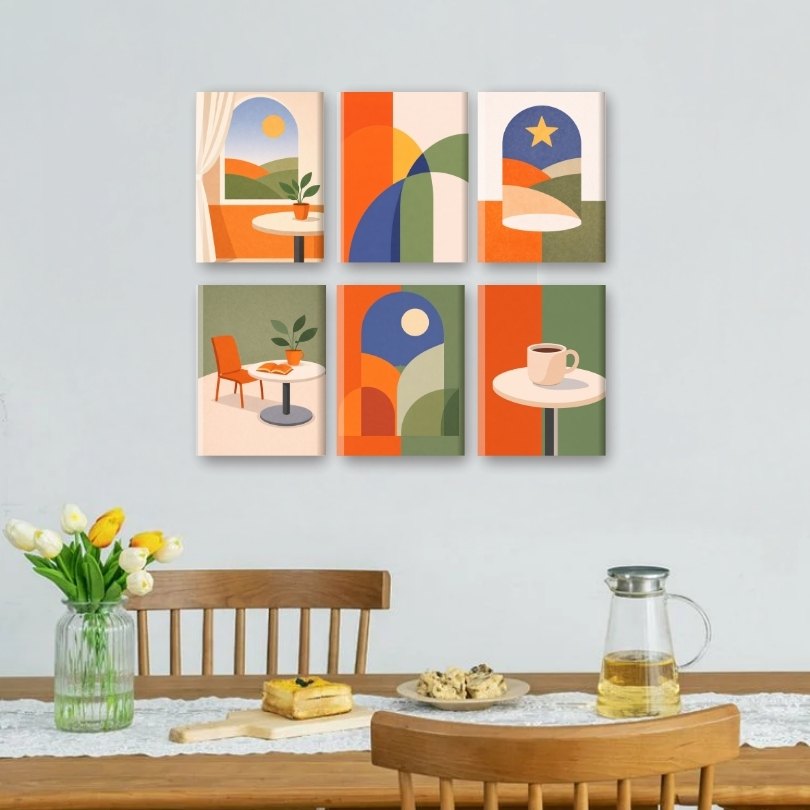 6 Mini Paintings | Rustige Geometrie Set