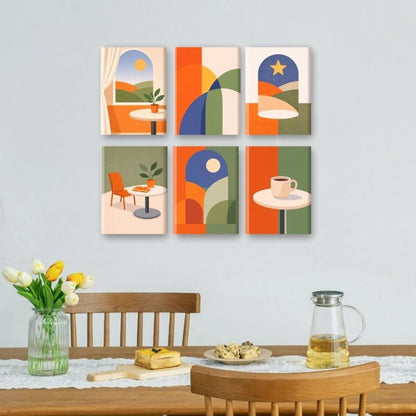 6 Mini Paintings | Rustige Geometrie Set