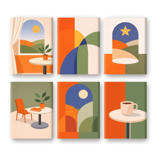 6 Mini Paintings | Rustige Geometrie Set- Schilderen op nummers