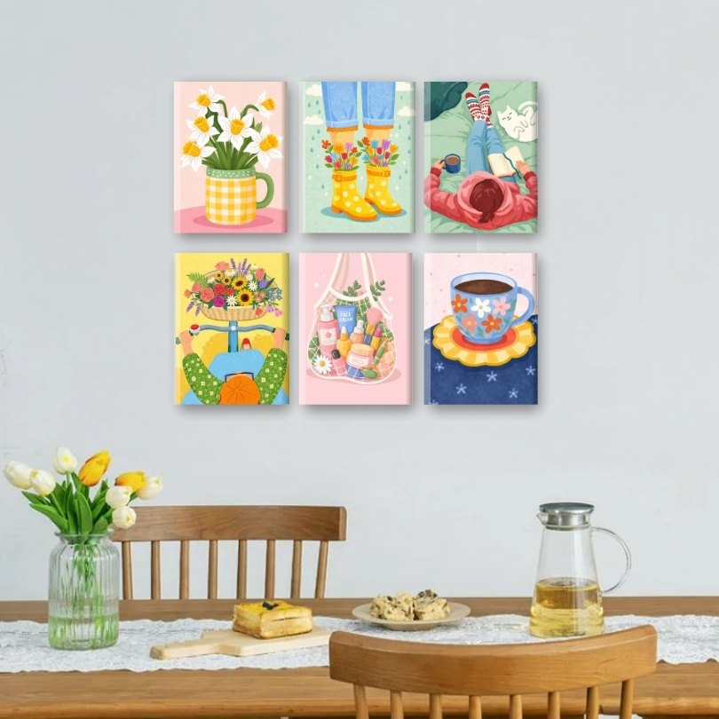 6 Mini Paintings | Rustige & Gezellige Set