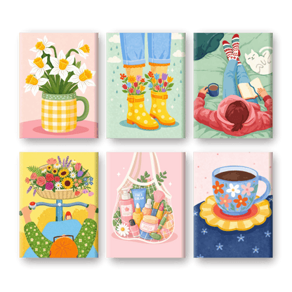 6 Mini Paintings | Rustige & Gezellige Set- Schilderen op nummers