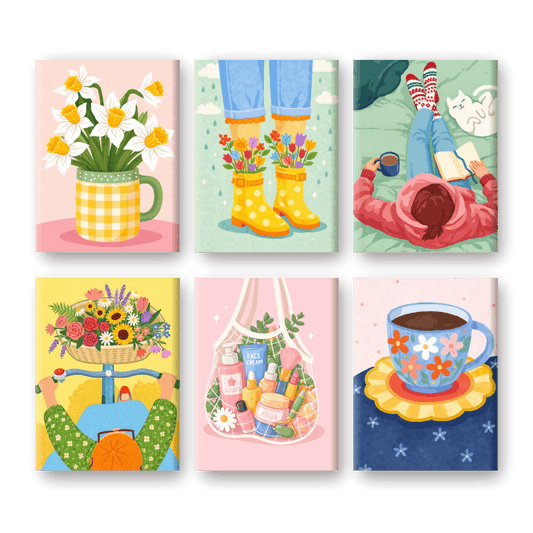 6 Mini Paintings | Rustige & Gezellige Set- Schilderen op nummers