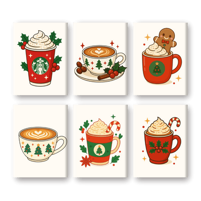 6 Mini Paintings | Kerstkoffie Set
