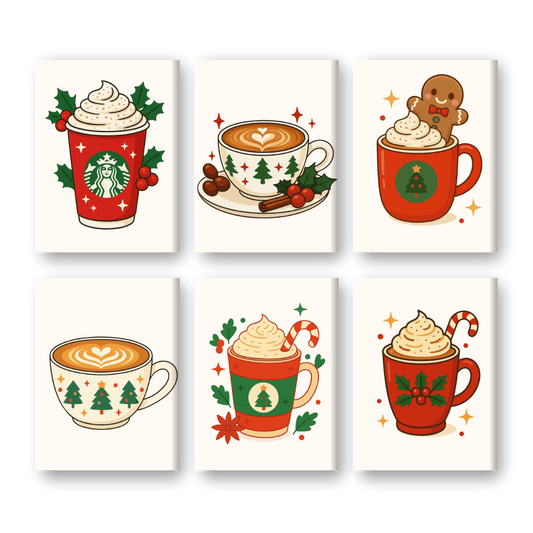 6 Mini Paintings | Kerstkoffie Set