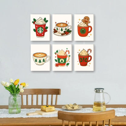6 Mini Paintings | Kerstkoffie Set
