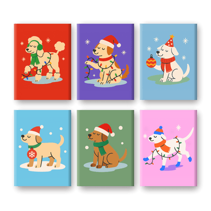 6 Mini Paintings | Kersthonden Set