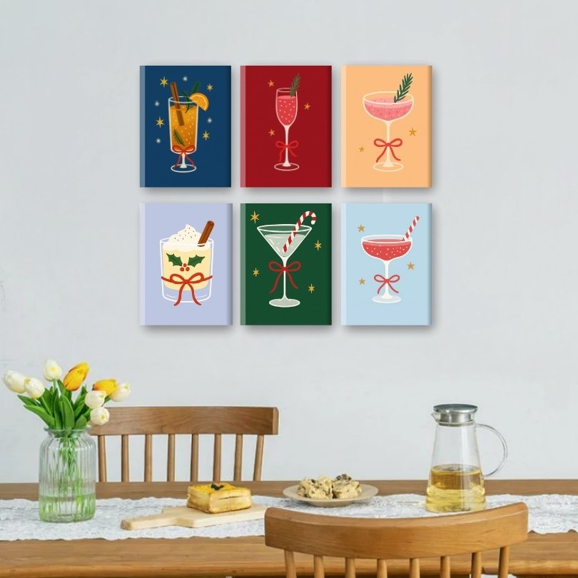 6 Mini Paintings | Klassieke Kerstcocktails Set