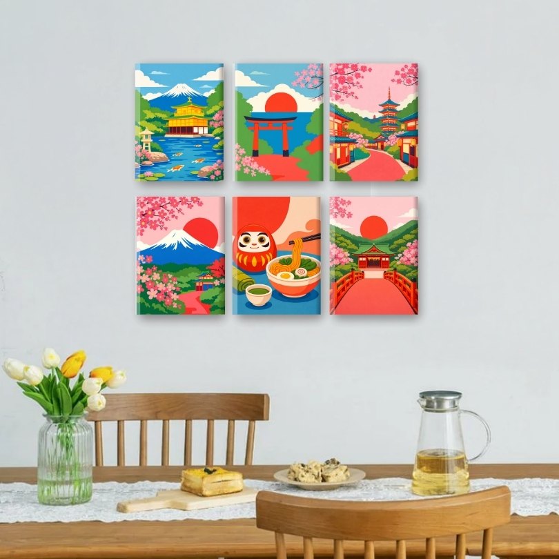 6 Mini Paintings | Klassiek Japan Set