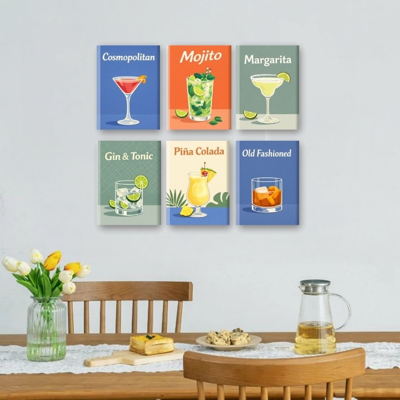 6 Mini Paintings | Cocktail Dranken Set